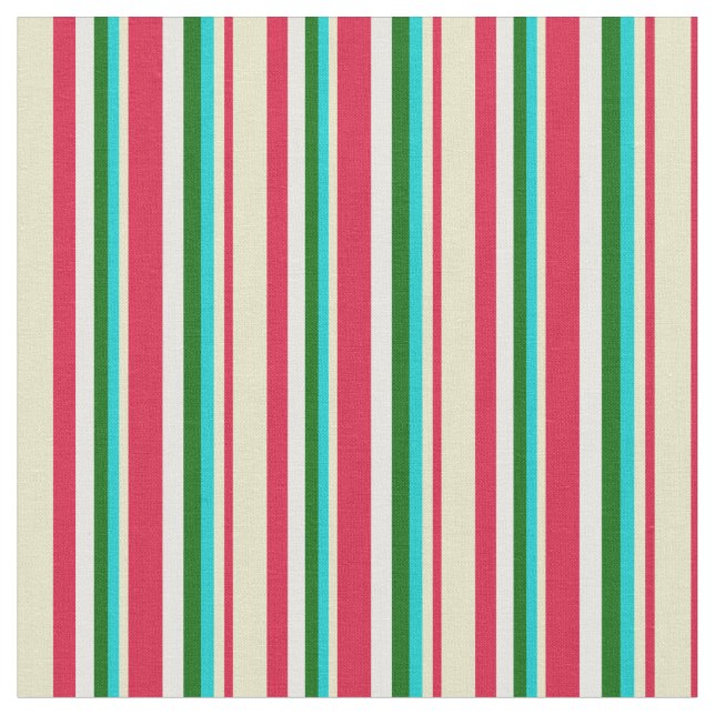 Tecido Crimson, Pale Goldenrod, Turquesa, Verde e Branco (Detalhe)