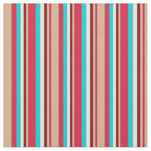 Tecido Crimson, Tan, Maroon, Beige e Turquesa Escura