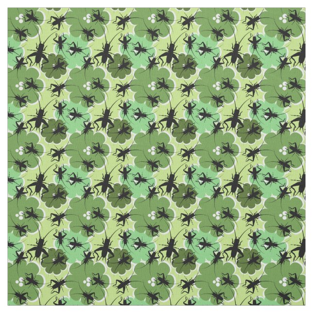Tecido Críquete Floral Padrão Verde + Preto (Modelo)