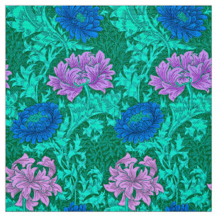 Tecido Crisântemos, Aqua e violeta de William Morris