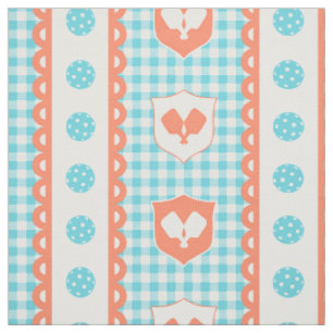 Tecido Crista de Pickleball Preppy Gingham Coral & Turque