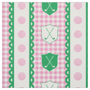 Tecido Crista Xadrez Preppy Golf - Rosa & Verde