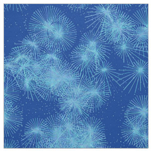Tecido Cristal de gelo Starbursts, fundo azul profundo