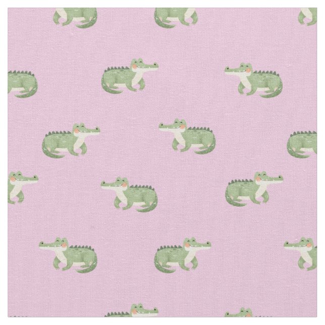 Tecido Crocodilos em Aquarela em Rosa Claro (Detalhe)