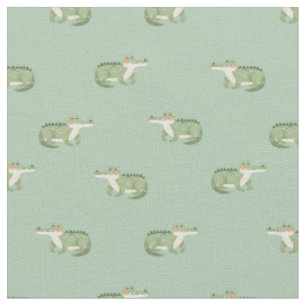 Tecido Crocodilos em Aquarela em Verde Claro