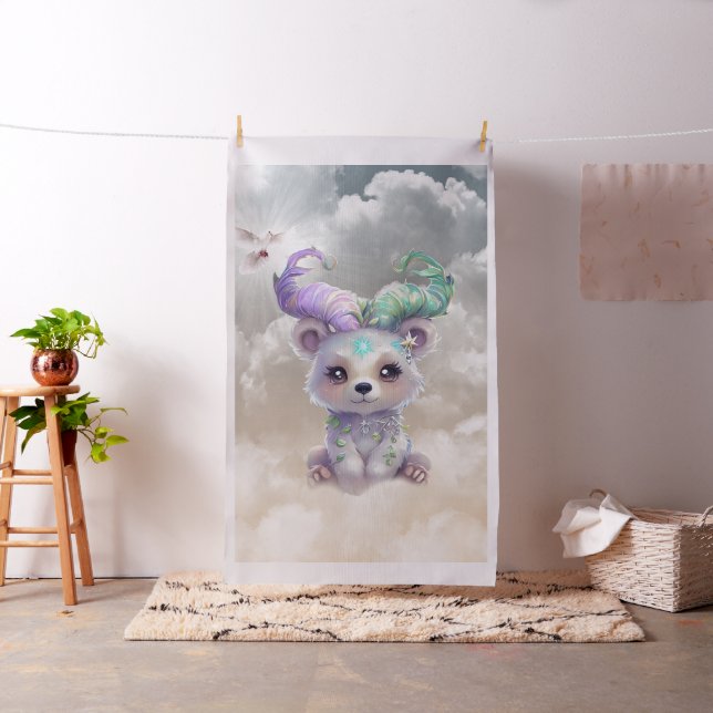 Tecido Cubo de urso mágico com brilho pastel. (In Situ)