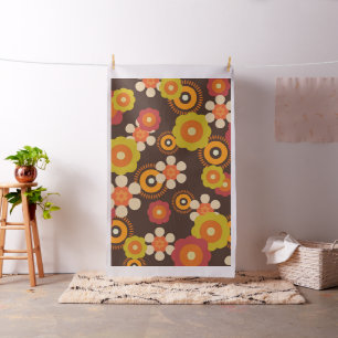 Tecido Cultura de Pop de Flores Retroativas do Disco 70s 