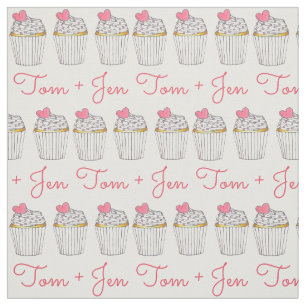 Tecido Cupcake de Casamento Personalizado Amor Coração Ro