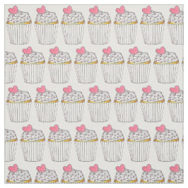 Tecido Cupcake de Coração Cor-de-Rosa Espalha Assar de Bo