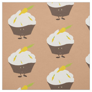 Tecido Cupcake de sorriso do bolo de cenoura
