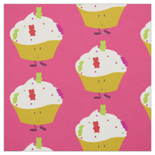 Tecido Cupcake gomoso de sorriso do urso