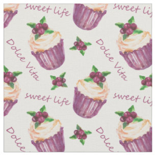 Tecido Cupcakes aquarela