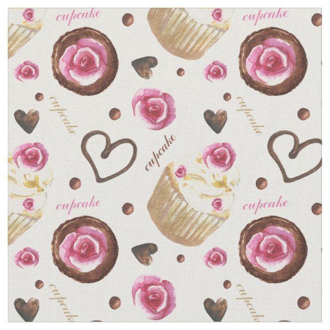 Tecido Cupcakes de aquarela (Detalhe)
