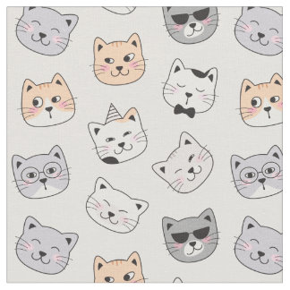Tecido Cute Cat Faces Cotton Fabric