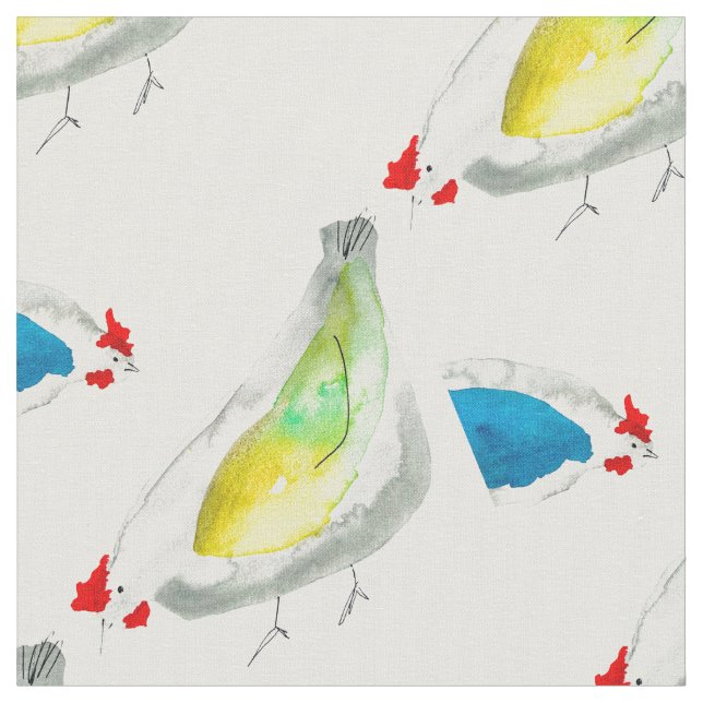 Tecido Cute chickens watercolor (Detalhe)