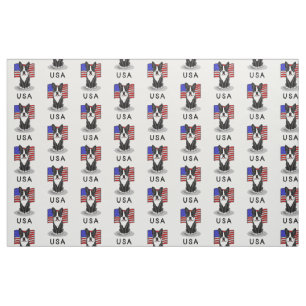 Tecido Cute EUA American Flag Boston Terrier - (preto)