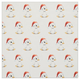 Tecido Cute Festive Christmas Baby Goose with Santa Hat