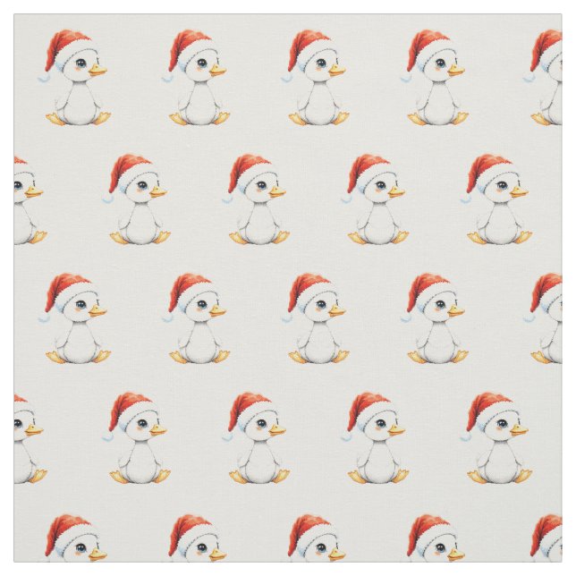 Tecido Cute Festive Christmas Baby Goose with Santa Hat (Modelo)