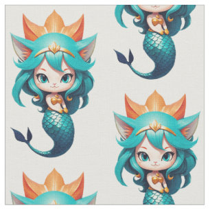 Tecido Cute Kitty Cat Mermaid Thunder_Cove