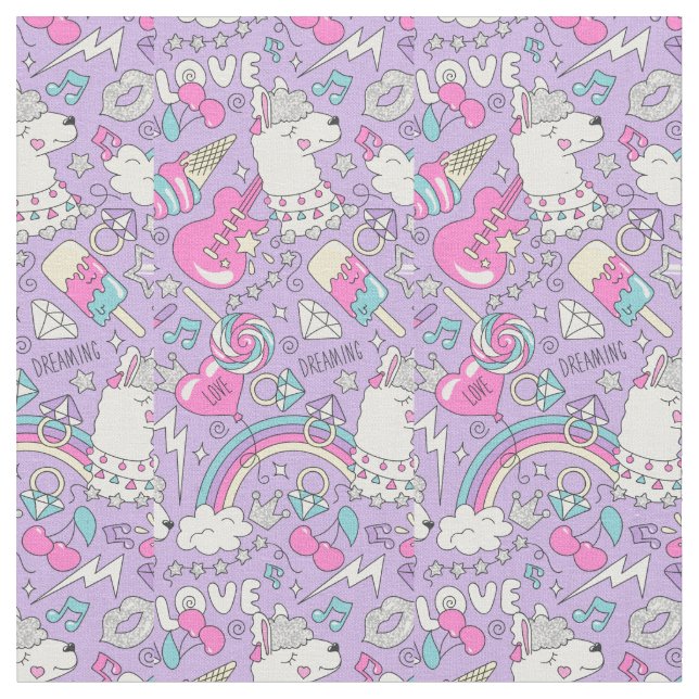 Tecido Cute Llama Pattern (Detalhe)