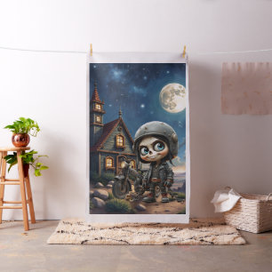 Tecido Cute Skull Biker Passeio ao Luar pelo Deserto