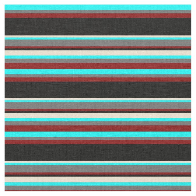 Tecido Cyan, Cinza Dim, Maroon, Padrão Negro e Beige (Detalhe)