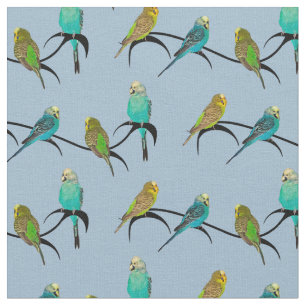 Tecido da agitação de Budgie (luz - azul)