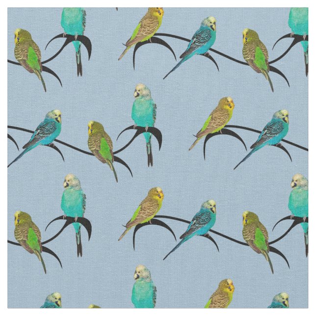 Tecido da agitação de Budgie (luz - azul) (Detalhe)