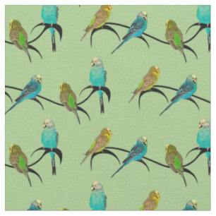 Tecido da agitação de Budgie (luz - verde)