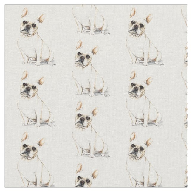 Tecido da arte do cão do buldogue francês (Detalhe)