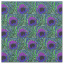 Tecido da pena de pavão - Preto roxo violeta verde