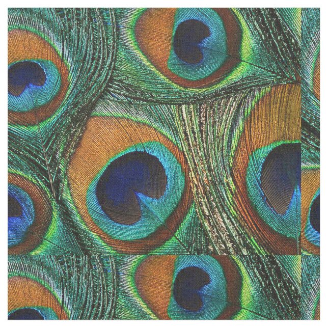 Tecido da pena do pavão - Tan, Aqua, azul, verde (Detalhe)