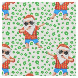 Tecido Dabbing Beach Santa Claus em uma Tropica de Camisa