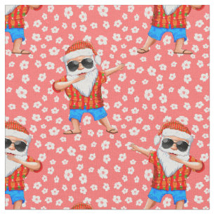 Tecido Dabbing Beach Santa Claus em uma Tropica de Camisa