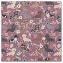 Dachshund Dogs vintage florals beringela