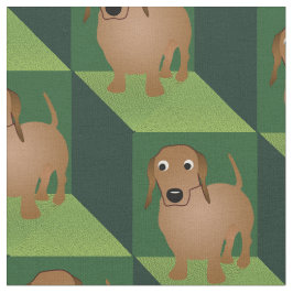 Tecido Dachshund sobre Cubos Verdes