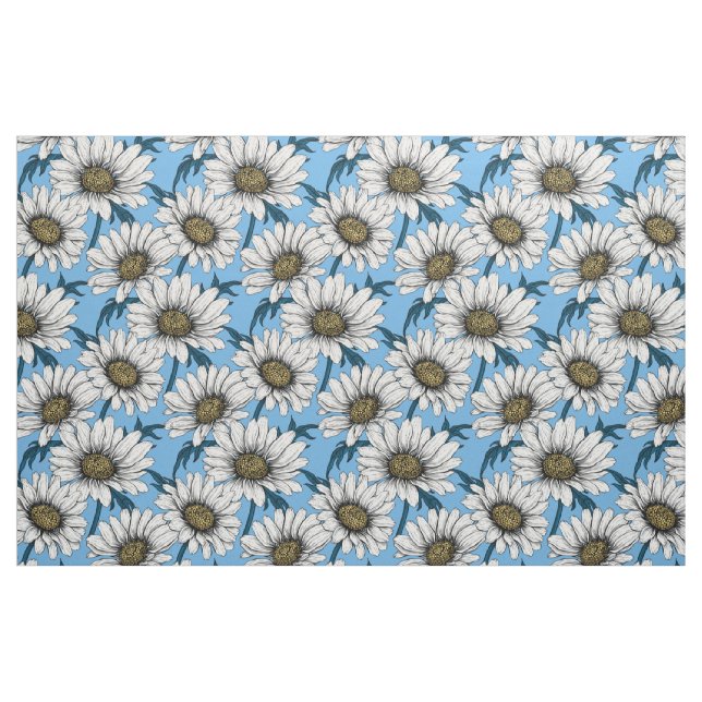Tecido Daisies, flores silvestres em azul (Fat Quarter)