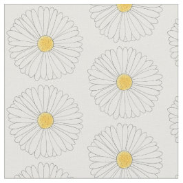 Tecido Daisy White Yellow Daisies Flor Impressão