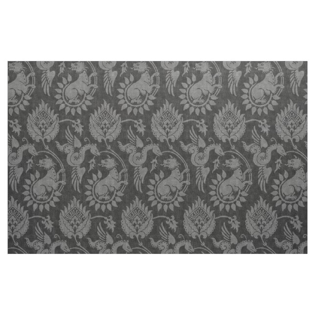 Tecido Damasco com Serpentes Alas, Preto (Fat Quarter)