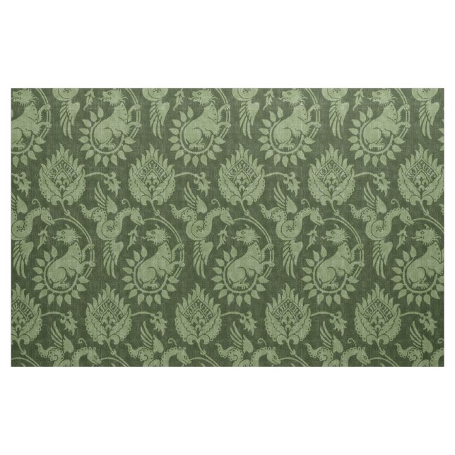Tecido Damasco com Serpentes Alas, Verde Escuro (Fat Quarter)