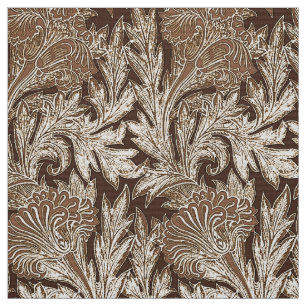 Tecido Damasco da flor, Taupe Tan e creme Jacobean