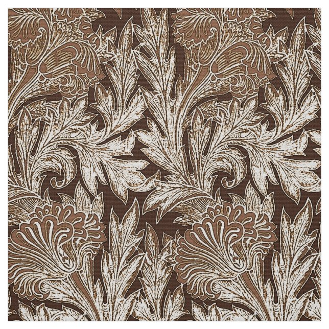 Tecido Damasco da flor, Taupe Tan e creme Jacobean (Modelo)