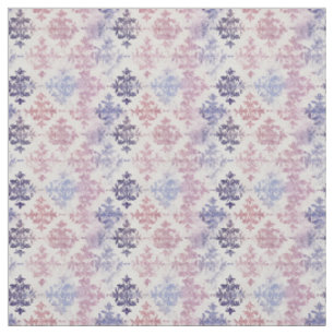 Tecido Damasco de Aquarela em Roxo Romântico