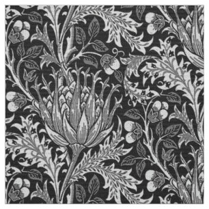 Tecido Damasco de William Morris, obscuridade - cinza