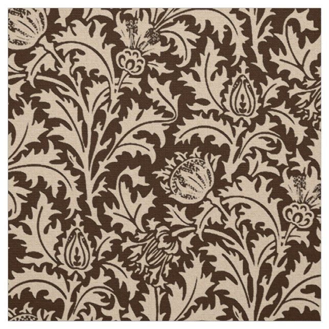Tecido Damasco do cardo de William Morris, Taupe Tan & (Modelo)