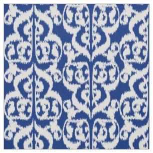 Tecido Damasco do Moorish de Ikat - azuis cobaltos e