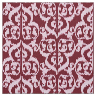 Tecido Damasco do Moorish de Ikat - Borgonha e rosa