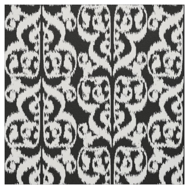 Tecido Damasco do Moorish de Ikat - branco e preto (Modelo)