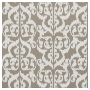 Tecido Damasco do Moorish de Ikat - tan e branco do taupe