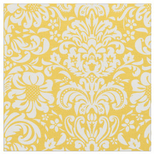 Tecido Damasco Floral Amarelo